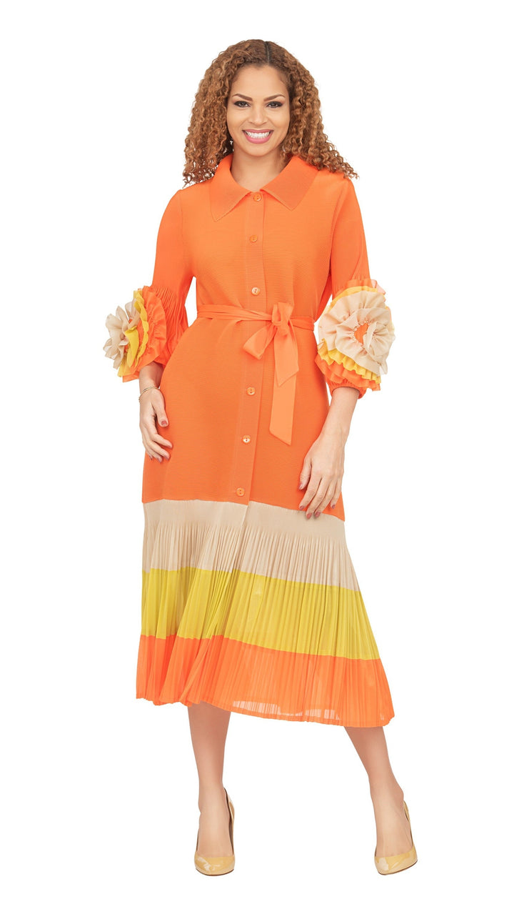 Notch Collar Color Block Shirt Dress in Pleats