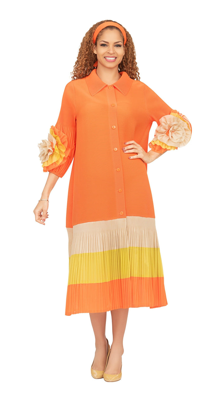 Notch Collar Color Block Shirt Dress in Pleats