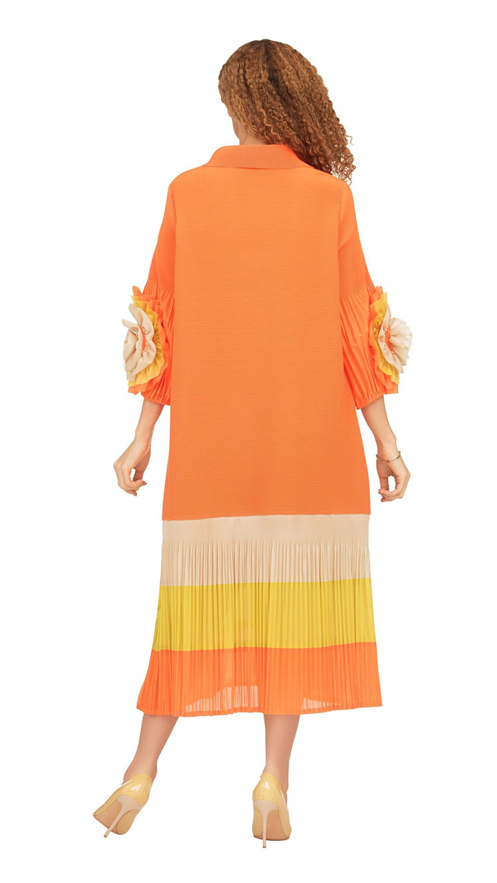 Notch Collar Color Block Shirt Dress in Pleats