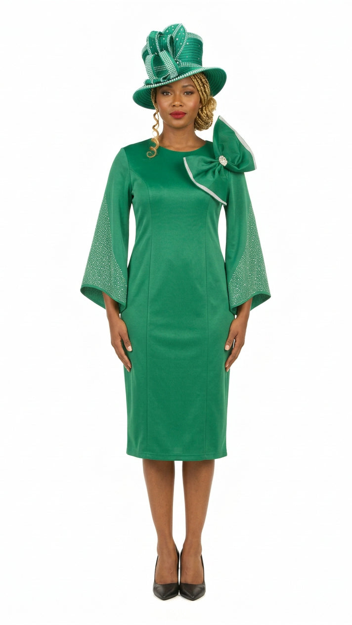 Stoned Bell Slv Shift Dress w/ Ovsz Bow