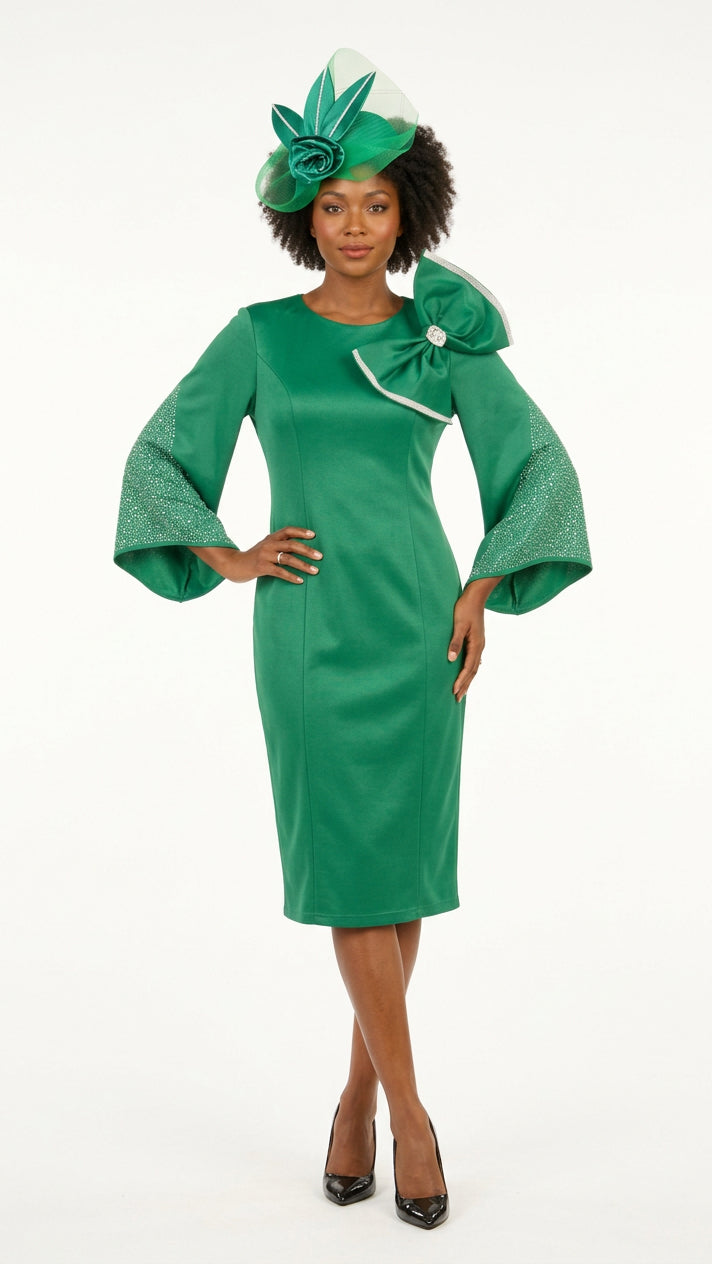 Stoned Bell Slv Shift Dress w/ Ovsz Bow
