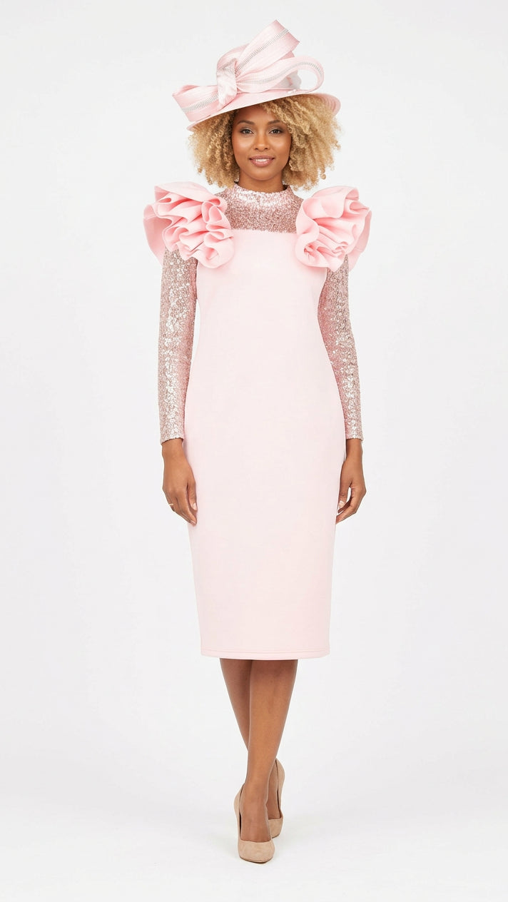 Elegant Scuba Sheath Dress w/ Semi-Sheer Lace Slv