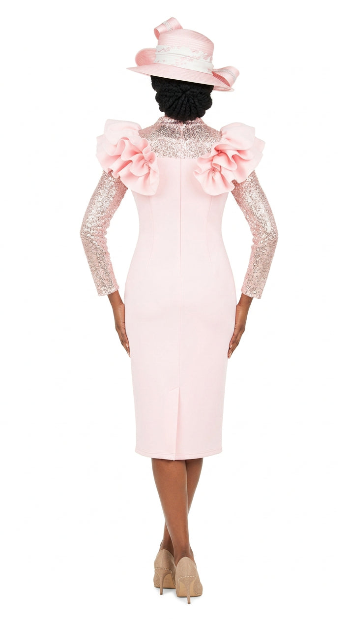 Elegant Scuba Sheath Dress w/ Semi-Sheer Lace Slv