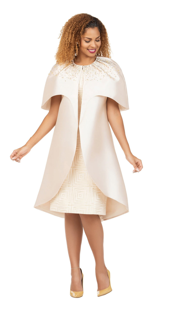 Embellished Cape Jkt&Geometric Sheath Dress Set