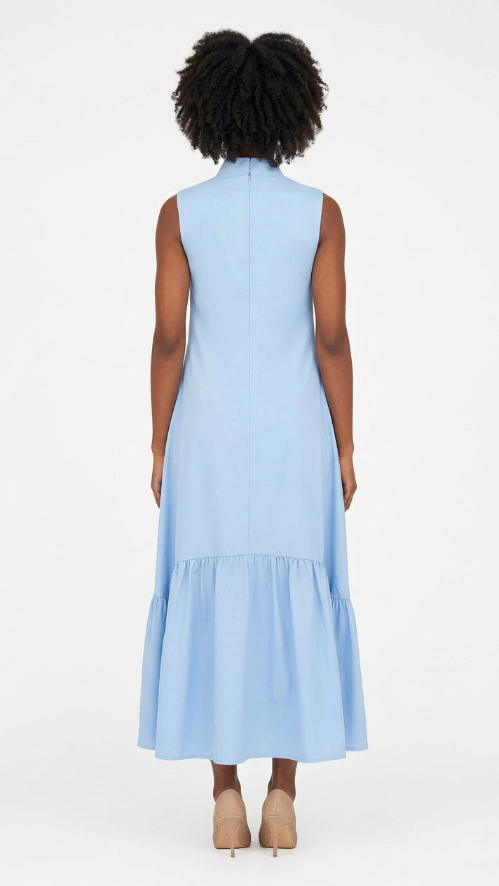 Luxury Flare Dress with Handcrafted Floral Detail