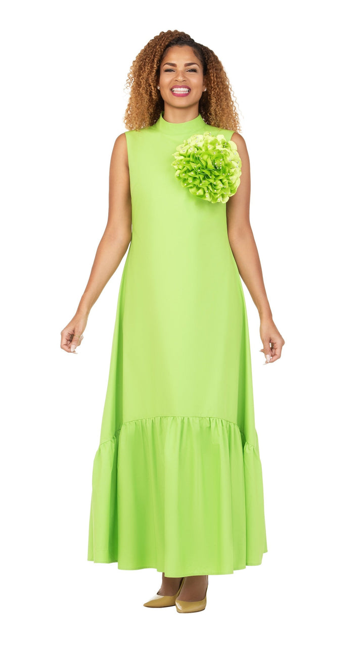 Luxury Flare Dress with Handcrafted Floral Detail