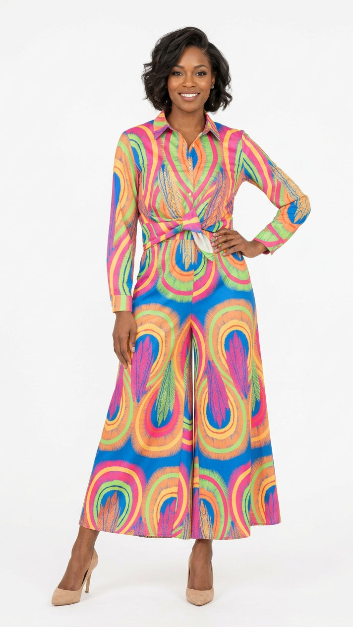Colorful Confidence Printed 2-pc Pants Set