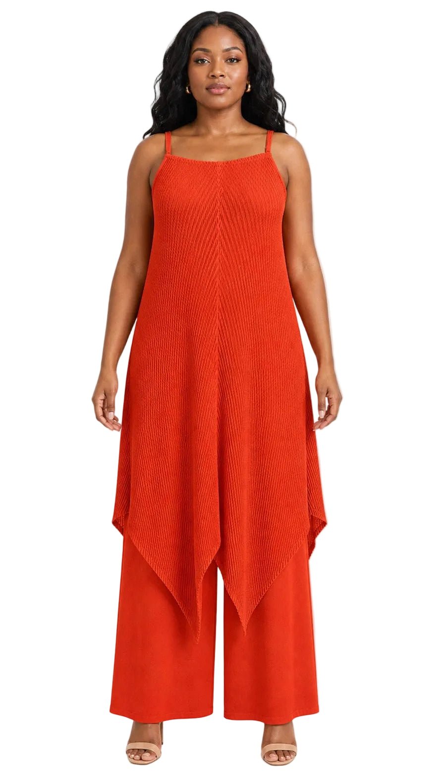 Pleated Asymmetrical Tunic 3pc Wide Leg Pant Set - Especially Yours