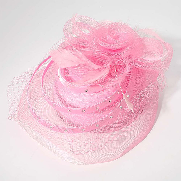Mesh Flower Feather Pointed Fascinator / Dressy Hat - Especially Yours
