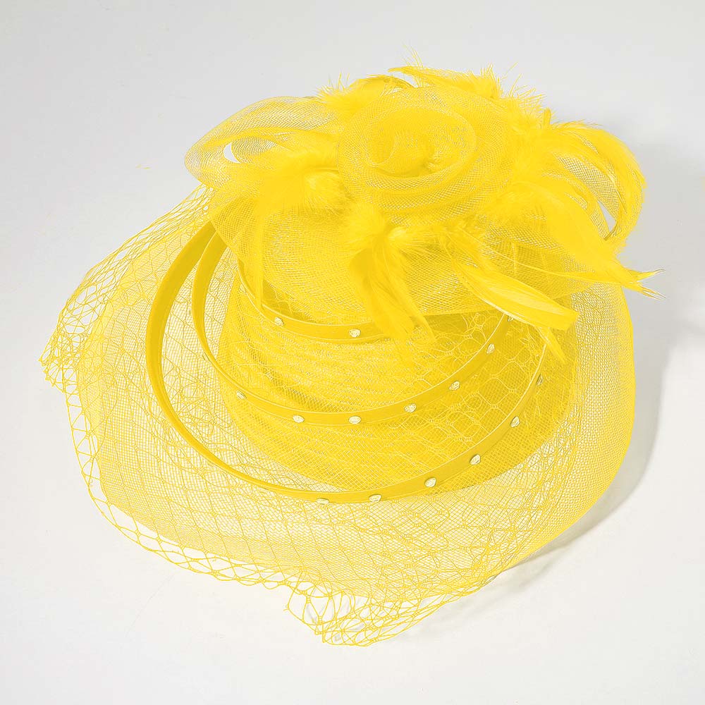 Mesh Flower Feather Pointed Fascinator / Dressy Hat - Especially Yours
