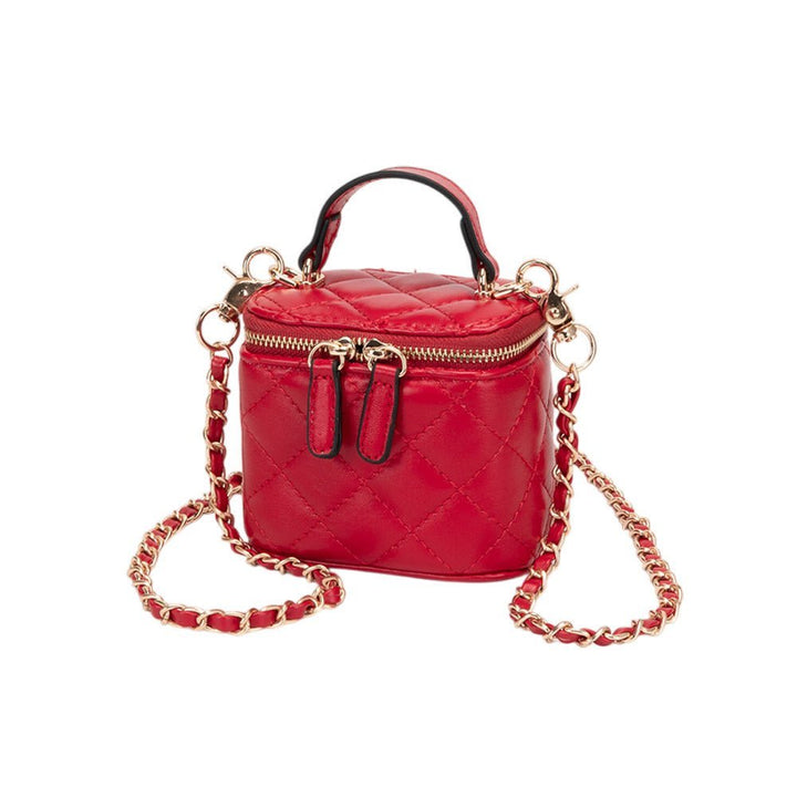 Faux Leather Quilted Top Handle Mini Vanity Box Crossbody Bag - Especially Yours