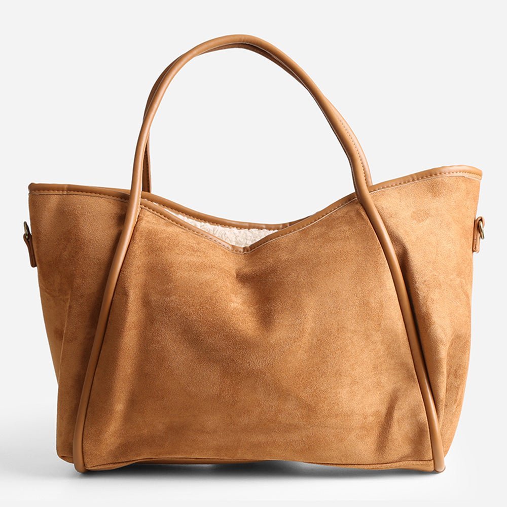 Faux Suede Plain Shoulder Bag - Especially Yours