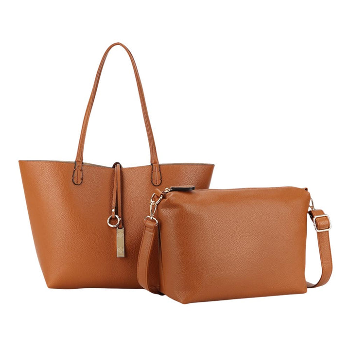 2PCS - Faux Leather Reversible Tote Crossbody Handbag Set - Especially Yours