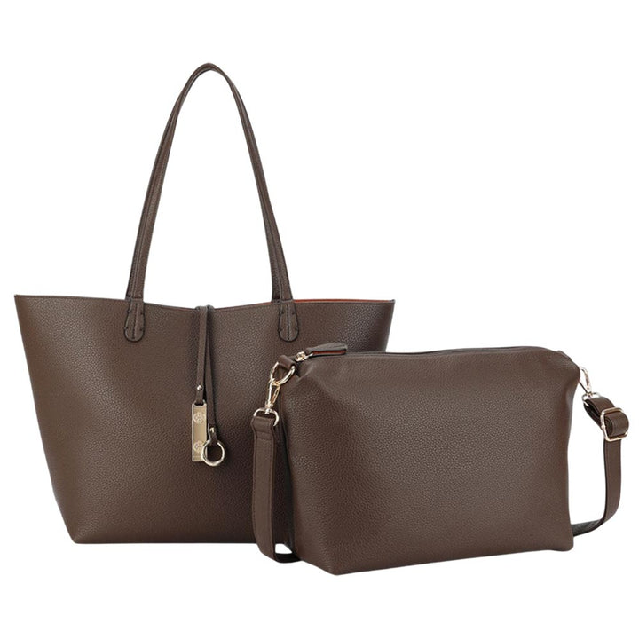 2PCS - Faux Leather Reversible Tote Crossbody Handbag Set - Especially Yours