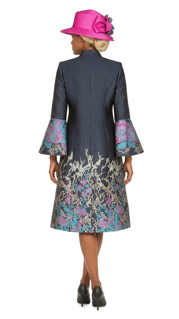 Luxe Brocade Coat&Silky Twill Dress Ensemble