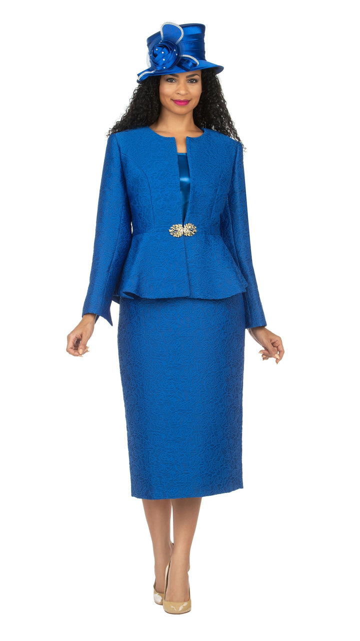 3pc Peplum Brocade Skirt Suit