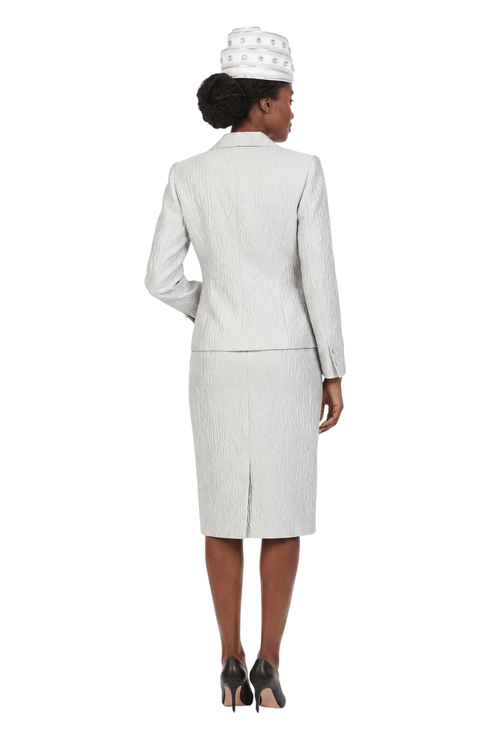 3pc Notch Collar Textured Fabric Skirt Suit - Especially Yours