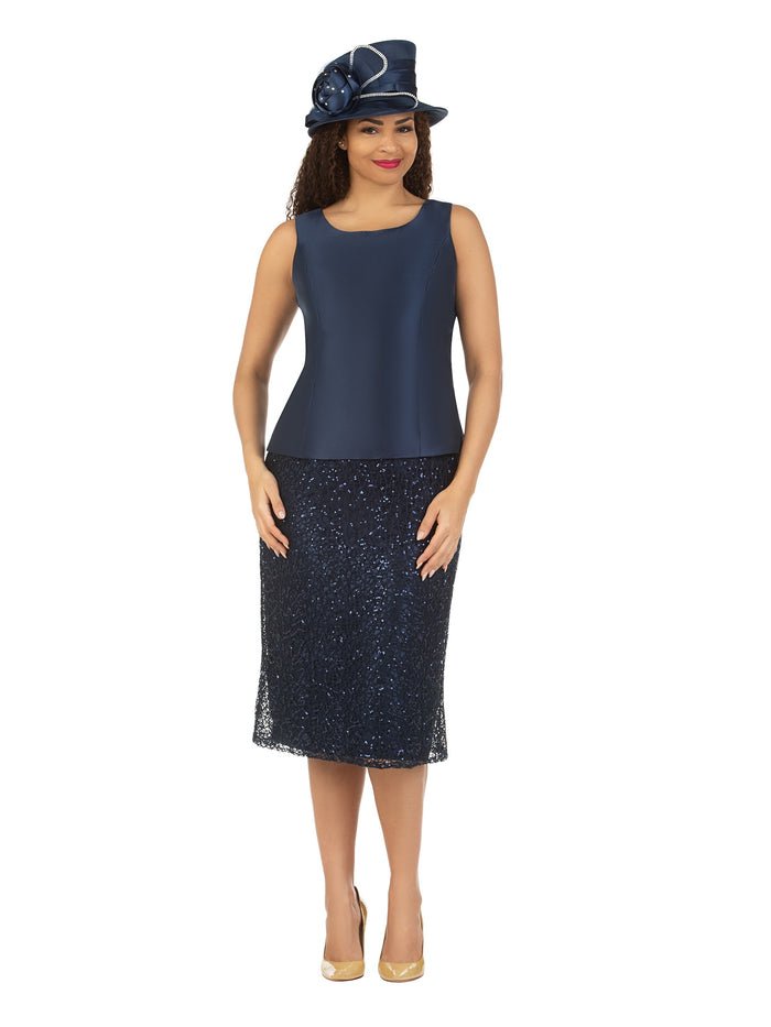 3pc Puff Slv Lace Combo Skirt Suit w/ Brooch - Especially Yours