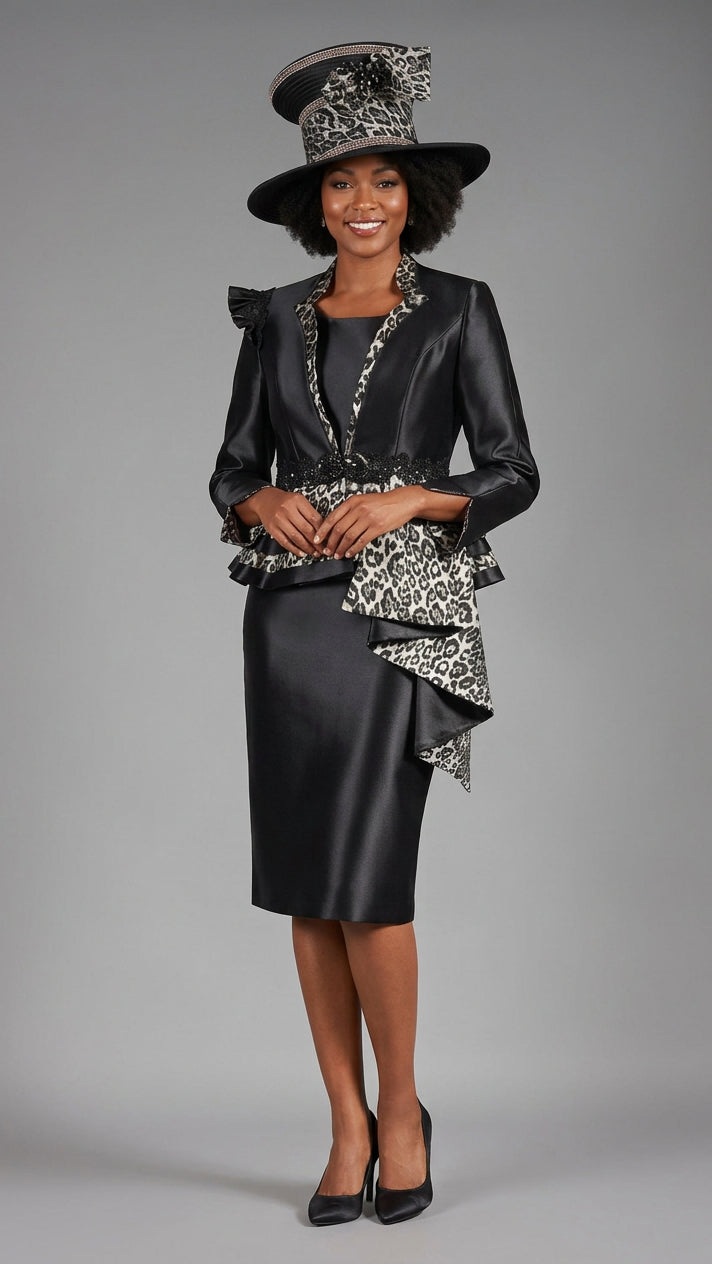 2pc Silky Twl Uneven Jkt Skt Suit w/ Lc&Lpd Brcd