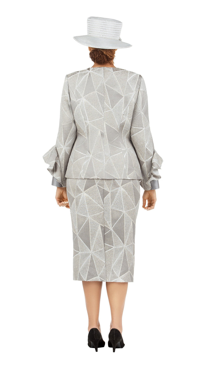 3pc Geometric Ptn Brcd Skt Suit w/ Stones-Plus