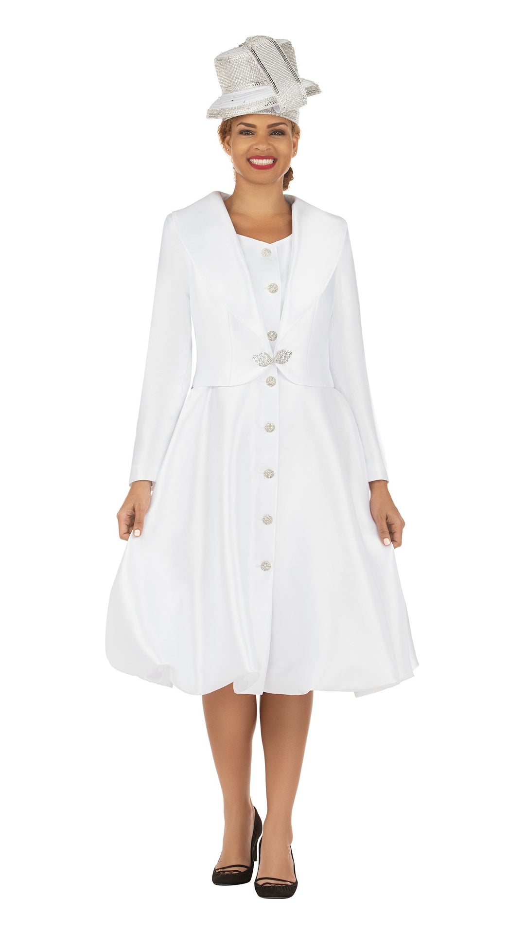 Faux 2pc Silky Twl Shawl Collar Coat Dress
