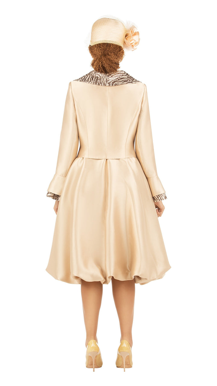 Faux 2pc Silky Twl + Sequined Collar Coat Dress