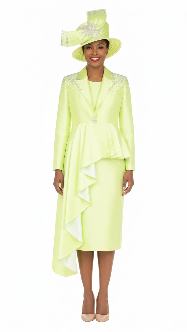 3pc Silky Twl Skt Suit w/ Uneven Rfl Stoned Jkt