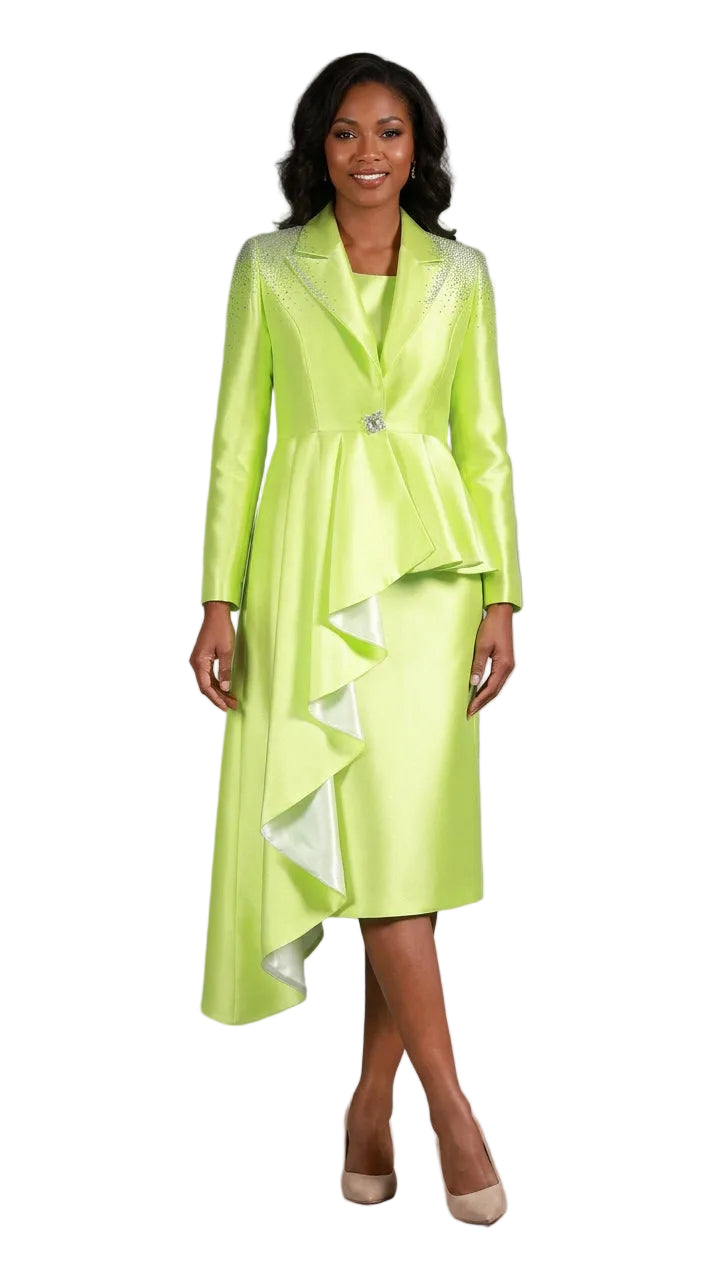 3pc Silky Twl Skt Suit w/ Uneven Rfl Stoned Jkt