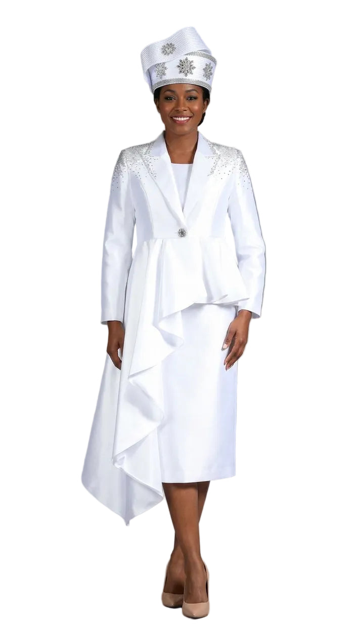 3pc Silky Twl Skt Suit w/ Uneven Rfl Stoned Jkt