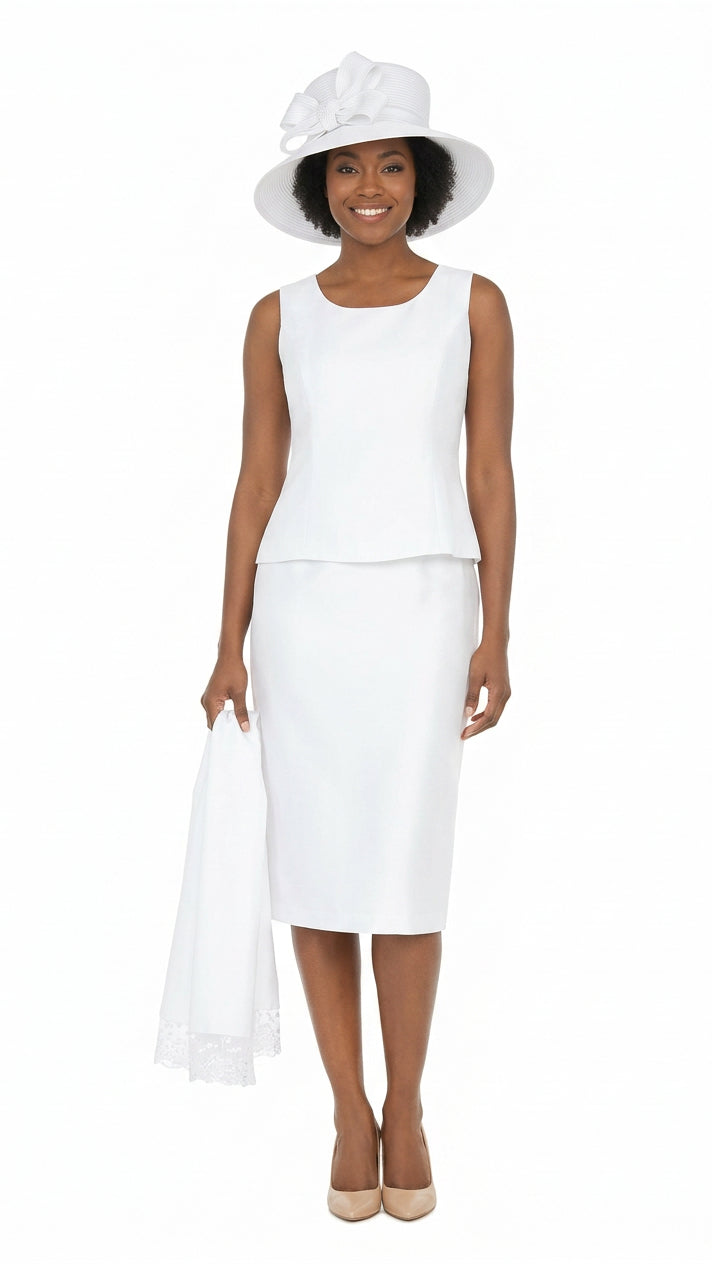 3pc Silky Twill Skt Suit w/ Cutouts & Stones-Plus