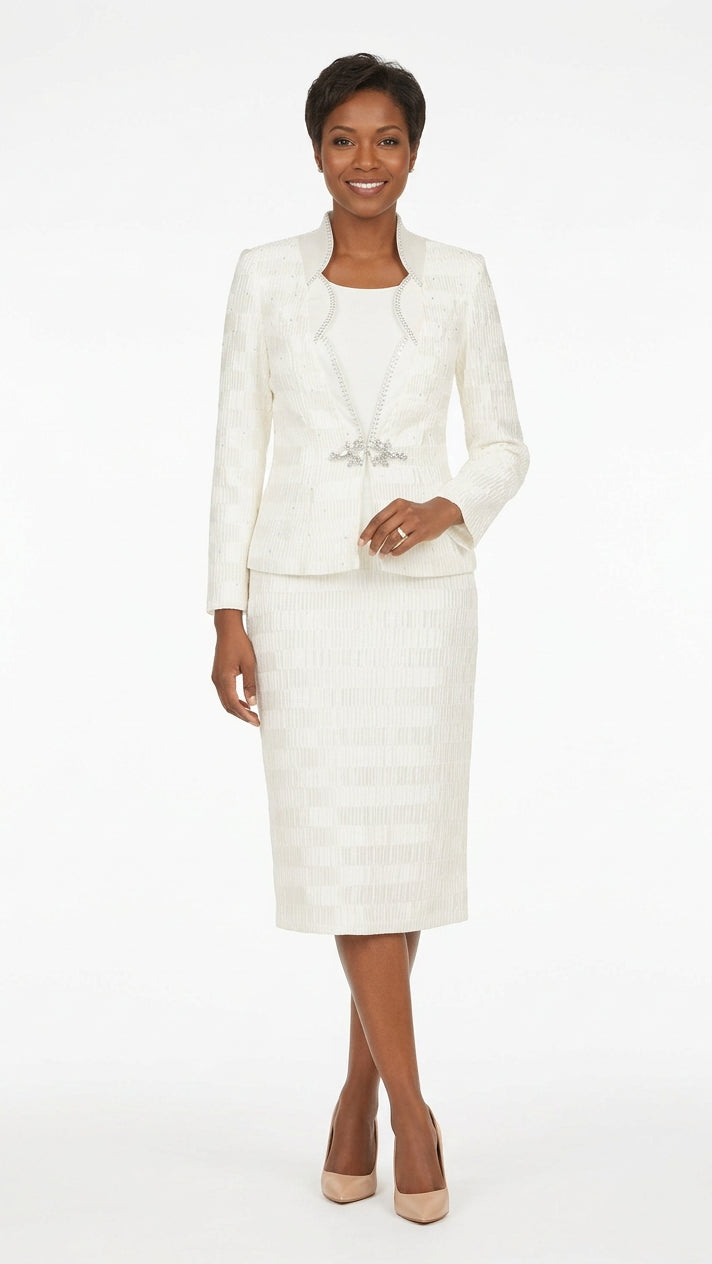 Classic Crinkle Satin 3pc Suit Ensemble-Plus