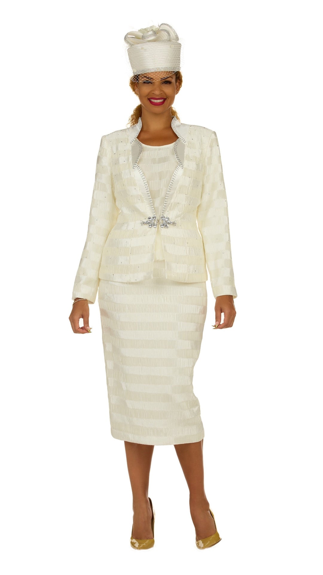 Classic Crinkle Satin 3pc Suit Ensemble