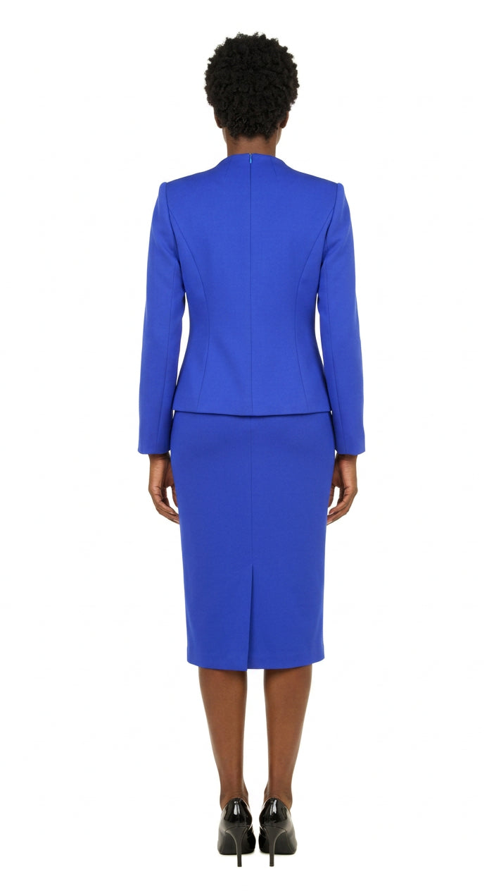 2pc Light Scuba Skirt Suit w/ Pleats & Stones