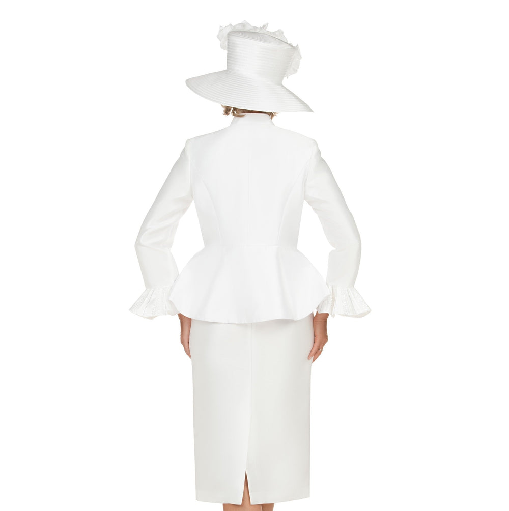 Silky 3pc Peplum Skirt Suit w/ Scalloped Trim - Especially Yours