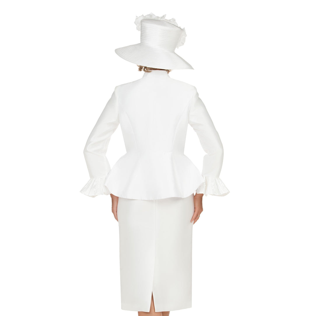 Silky 3pc Peplum Skirt Suit w/ Scalloped Trim - Especially Yours