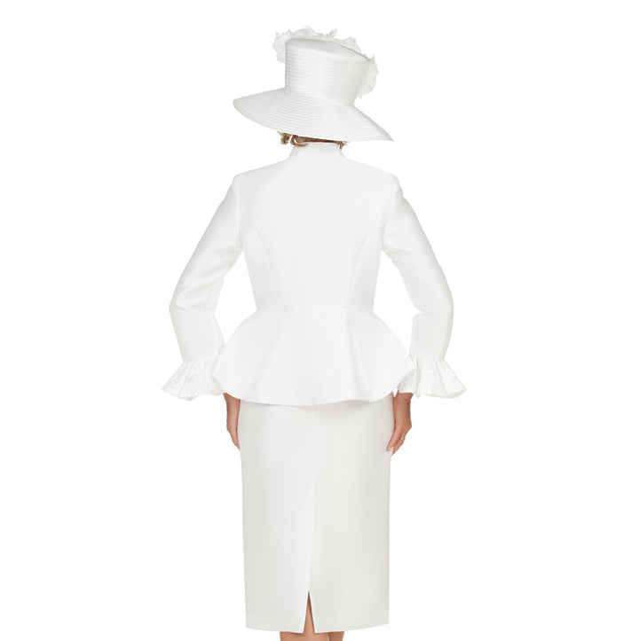 Silky 3pc Peplum Skirt Suit w/ Scalloped Trim - Especially Yours