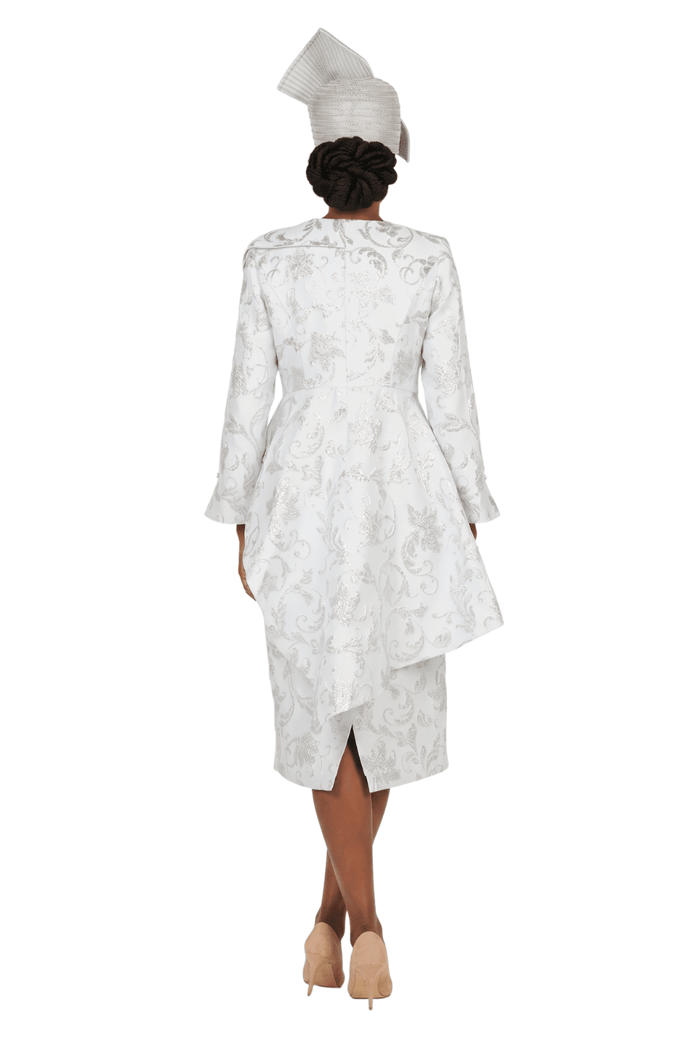 Metallic Brocade 2pc Skirt Suit w/ Asym Jkt - Plus - Especially Yours