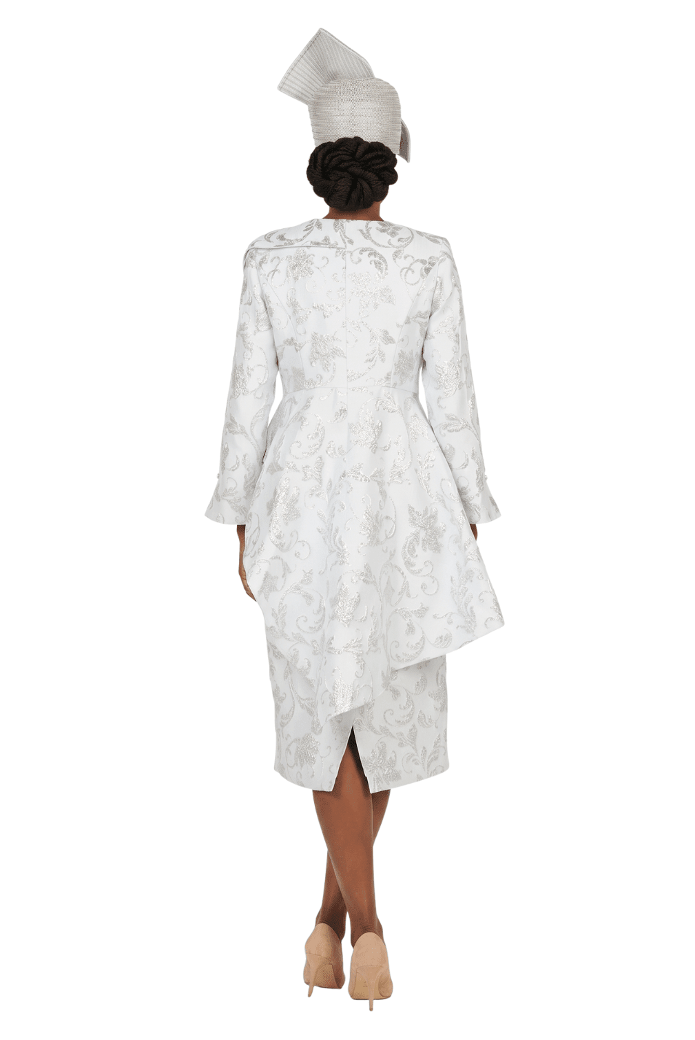 Metallic Brocade 2pc Skirt Suit w/ Asym Jkt - Plus - Especially Yours