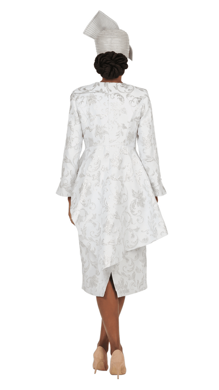 Metallic Brocade 2pc Skirt Suit w/ Asym Jkt - Plus