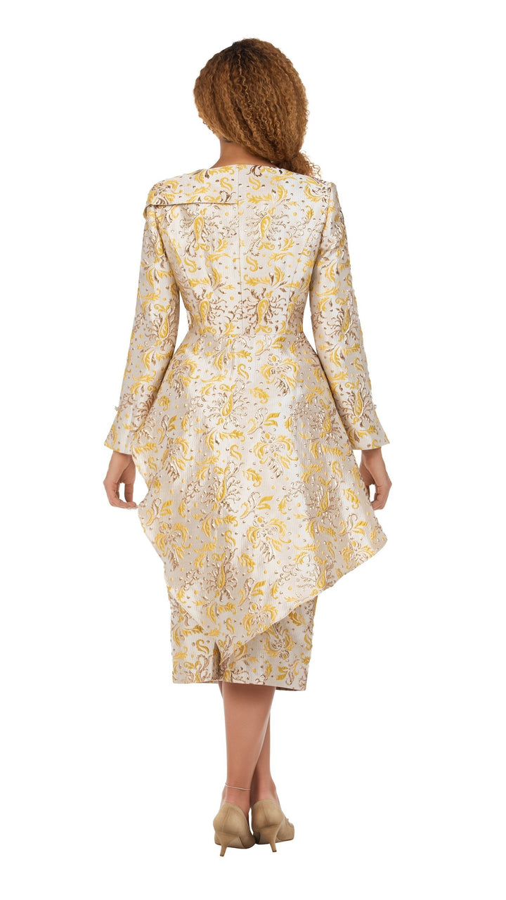 Metallic Brocade 2pc Skt Suit w/ Asymmetrical Jkt