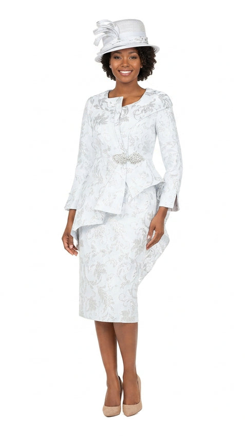 Metallic Brocade 2pc Skt Suit w/ Asymmetrical Jkt
