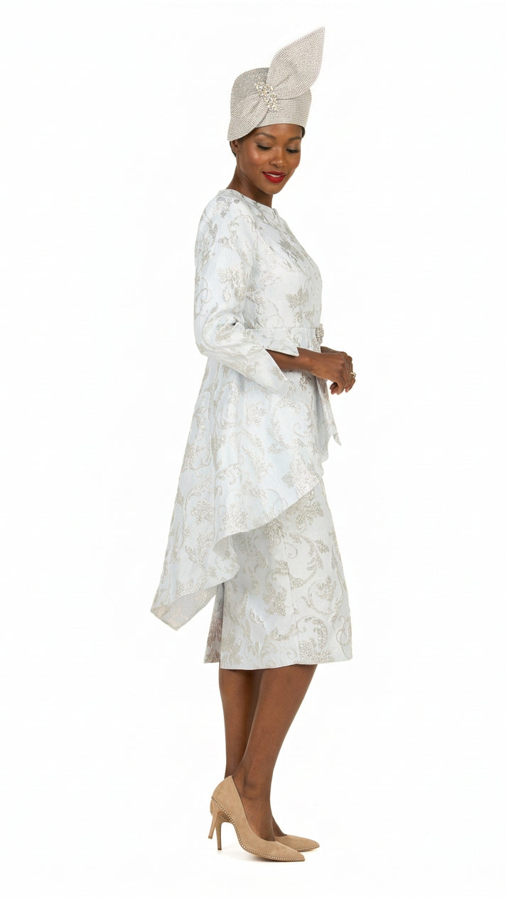 Metallic Brocade 2pc Skt Suit w/ Asymmetrical Jkt