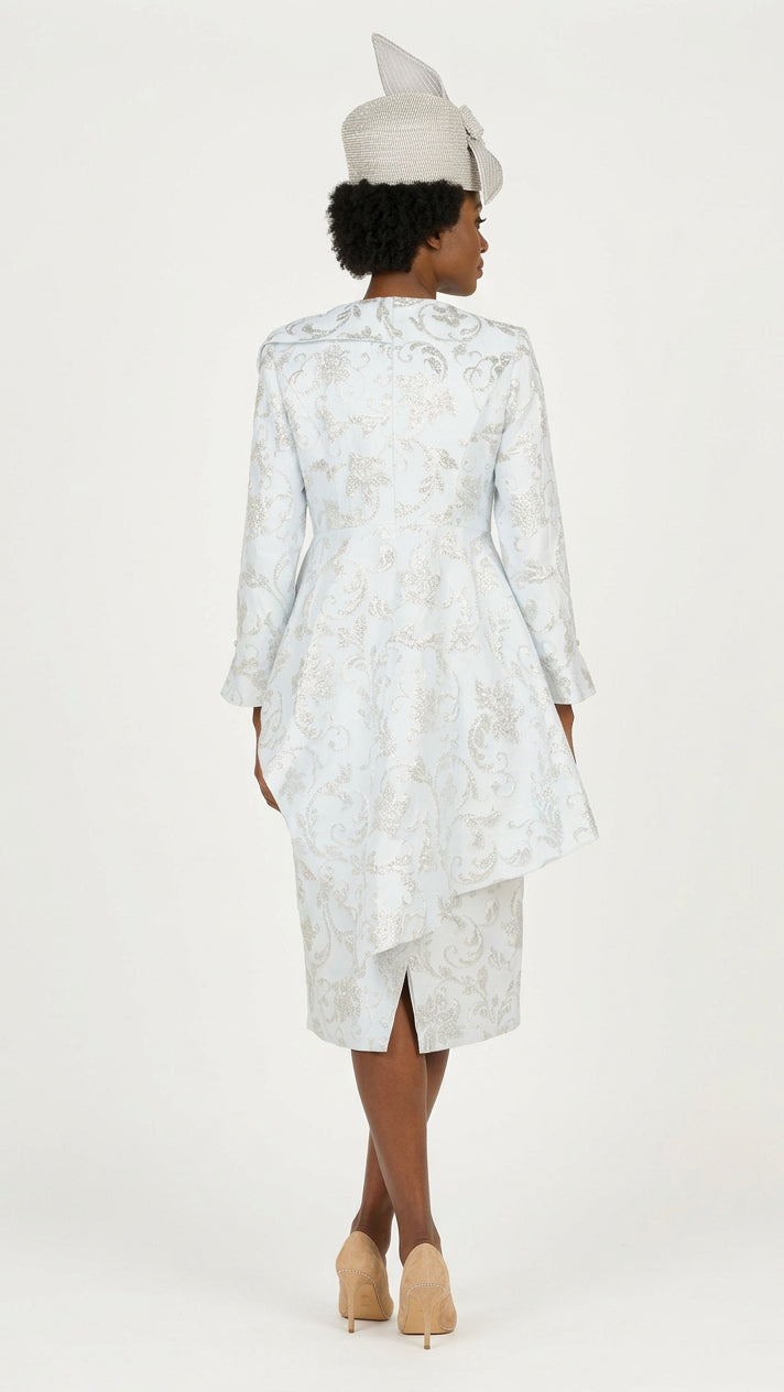 Metallic Brocade 2pc Skt Suit w/ Asymmetrical Jkt