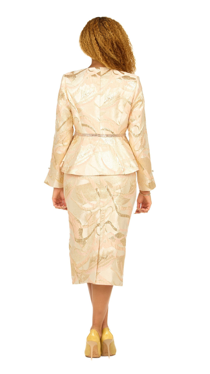 Metallic Brocade 3pc Skirt Suit w/ Peplum Jkt-Plus