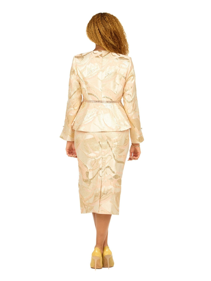 Metallic Brocade 3pc Skirt Suit with Peplum Jkt - Especially Yours