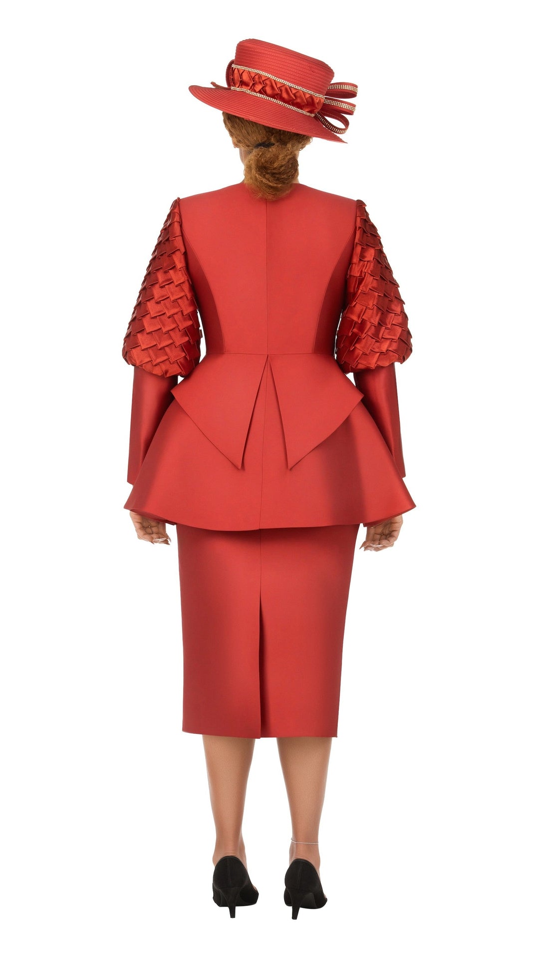 3pc Suit w/ Puff Slv&Sculpted Peplum Jkt-Plus