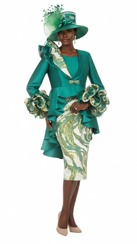 Regal Cascade 3pc Silky Twill&Brocade Skirt Suit