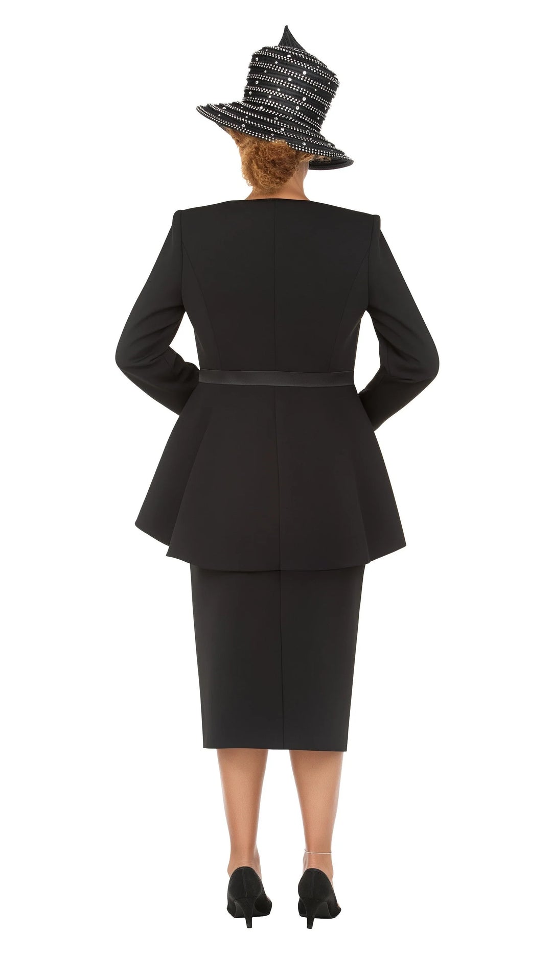 Crystal Elegance 3 Piece Peplum Skirt Suit-Plus