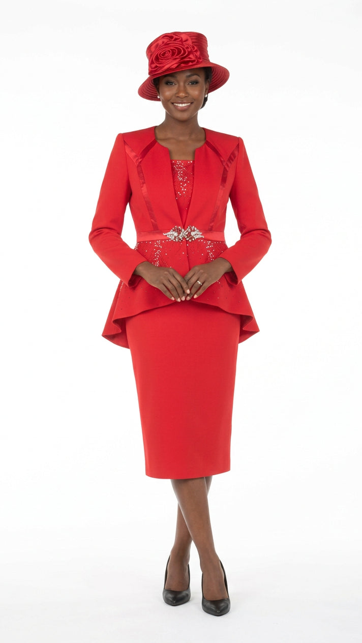 Crystal Elegance 3 Piece Peplum Skirt Suit