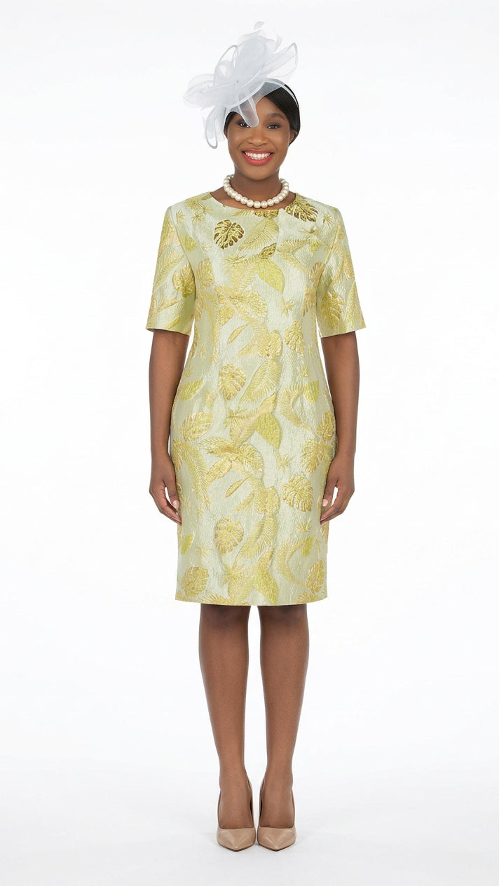 Short Slv Brocade Sheath Dress - Plus